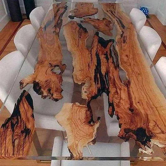 Transparent Wood Epoxy Resin Dining table | Unique Home Furniture's with legs - Pacific Resin Art