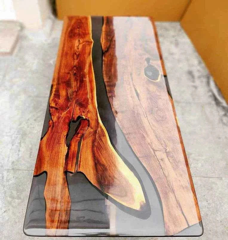 Tint black Epoxy resin Dining table | Unique Resin Dining Furniture with legs - Pacific Resin Art