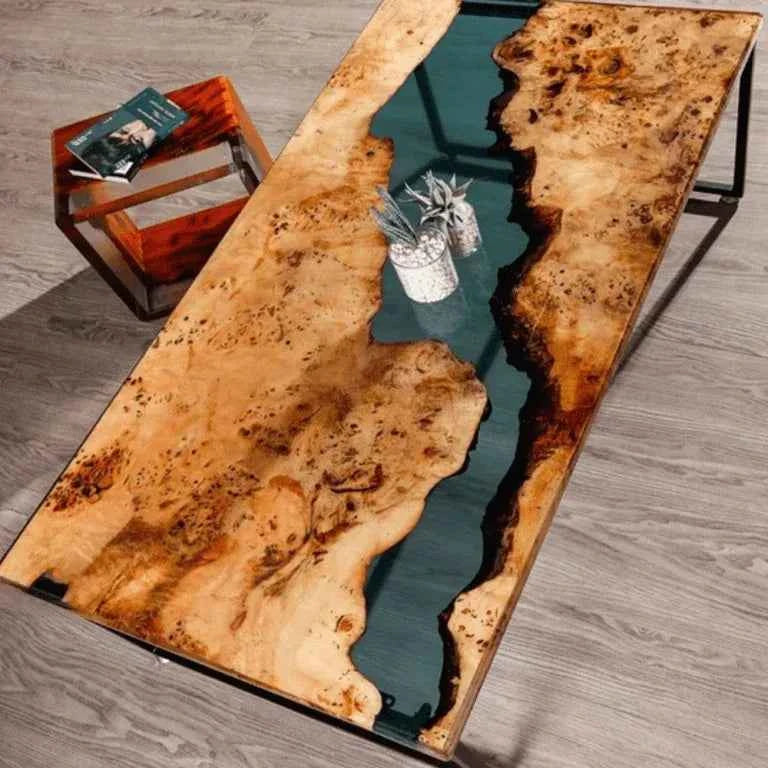 Fog Black Epoxy Resin Dining table | Precious Wooden Resin Dining Table with legs - Pacific Resin Art