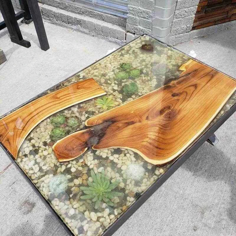 Shells Stones Transparent Resin Dining table | Premium Dining Tables with legs - Pacific Resin Art