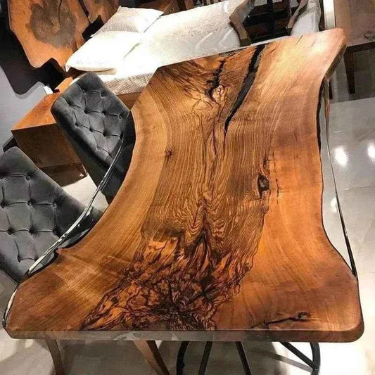 Mirror Woods Transparent Resin Dining table | Unique Resin Dining Furniture with legs - Pacific Resin Art