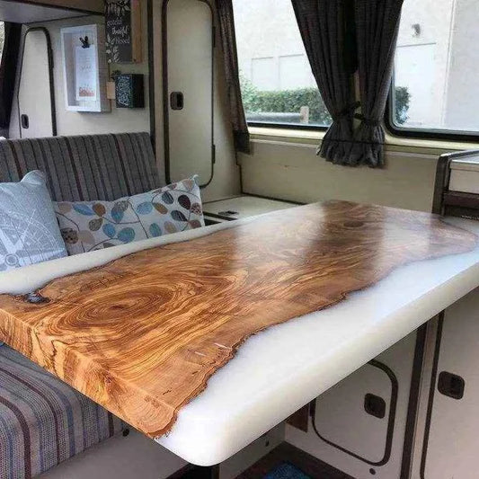 Snow White Epoxy resin Dining table | Wooden Table for Home with legs - Pacific Resin Art