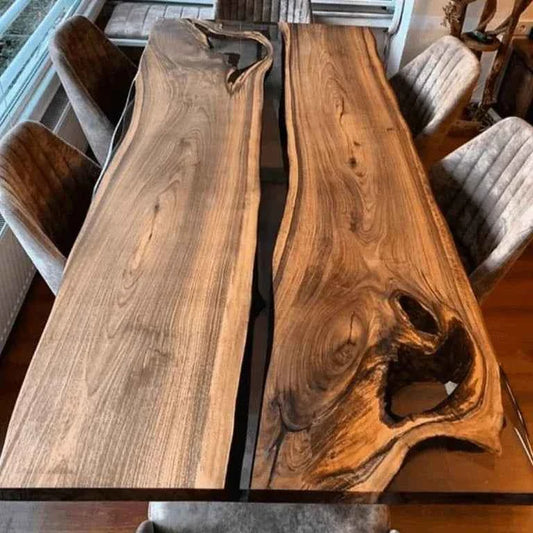 Transparent Wooden Epoxy Resin Dining table | Unique dining Furniture with legs - Pacific Resin Art