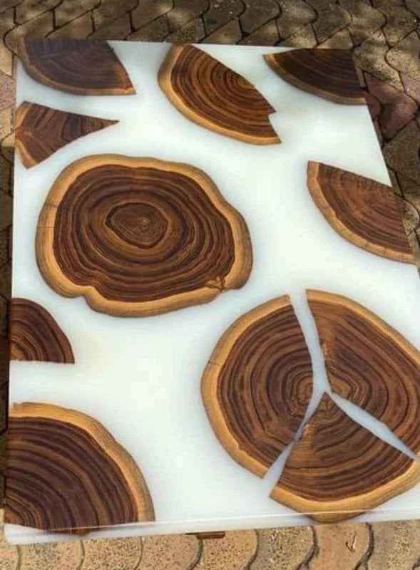 Springals White Epoxy Resin Dining table | Luxury Wooden Dining Table with legs - Pacific Resin Art