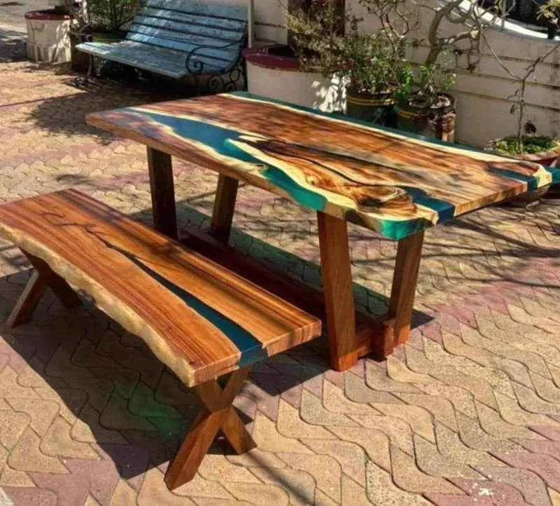 Glowy Green Translucent Resin Dining table | Modern Dining Tables with legs - Pacific Resin Art