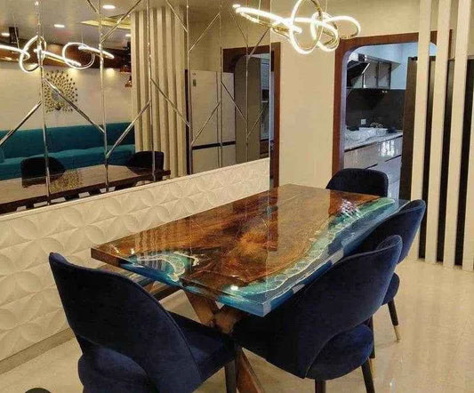 Ocean Island Epoxy Resin Dining table | Modern Dining Furniture with legs - Pacific Resin Art