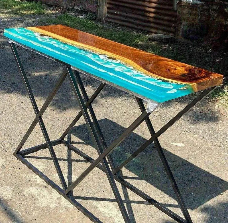 Blue Ocean Bar Resin Dining table | Rectangular Ocean Table - Pacific Resin Art