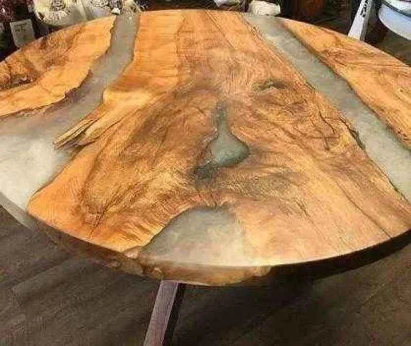 Smoky Round Grey Resin Center Table with legs - Pacific Resin Art
