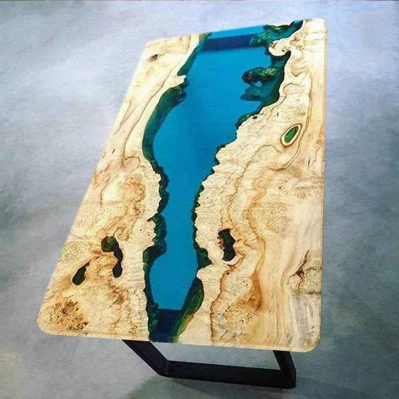 Aqua Blue Wooden Resin Dining table | Stylish Room Furniture's with legs - Pacific Resin Art