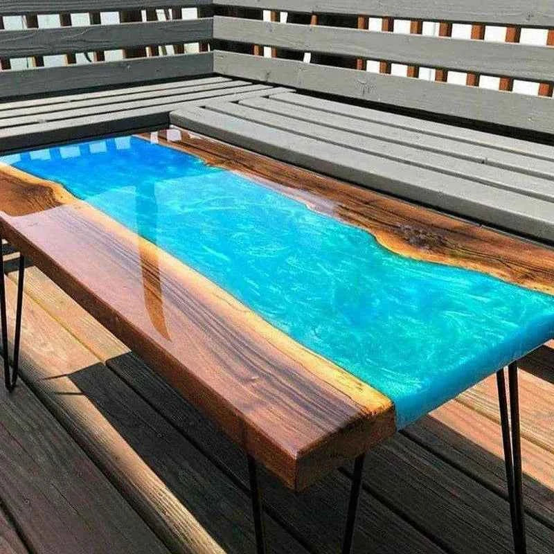 Water Flow Epoxy Resin Dining table | Unique Resin Dining Furniture with legs - Pacific Resin Art