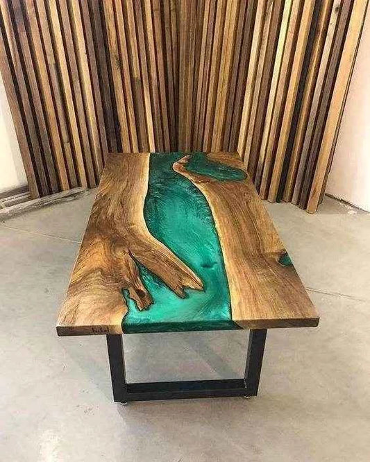 Pearl Green Wooden Resin Coffee Table - Pacific Resin Art