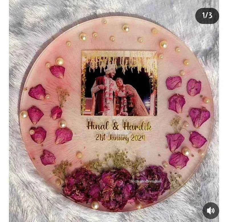 Pink Petals Resin Varmala preservation | Pure Resin Wedding Keepsake - Pacific Resin Art