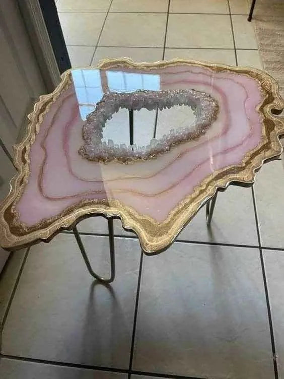 Uneven Peach Epoxy Resin Coffee Table - Pacific Resin Art