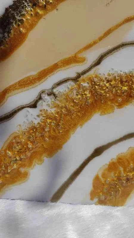 Creamy Golden Epoxy Resin wall Art Hangings and Wall Paintings - Pacific Resin Art