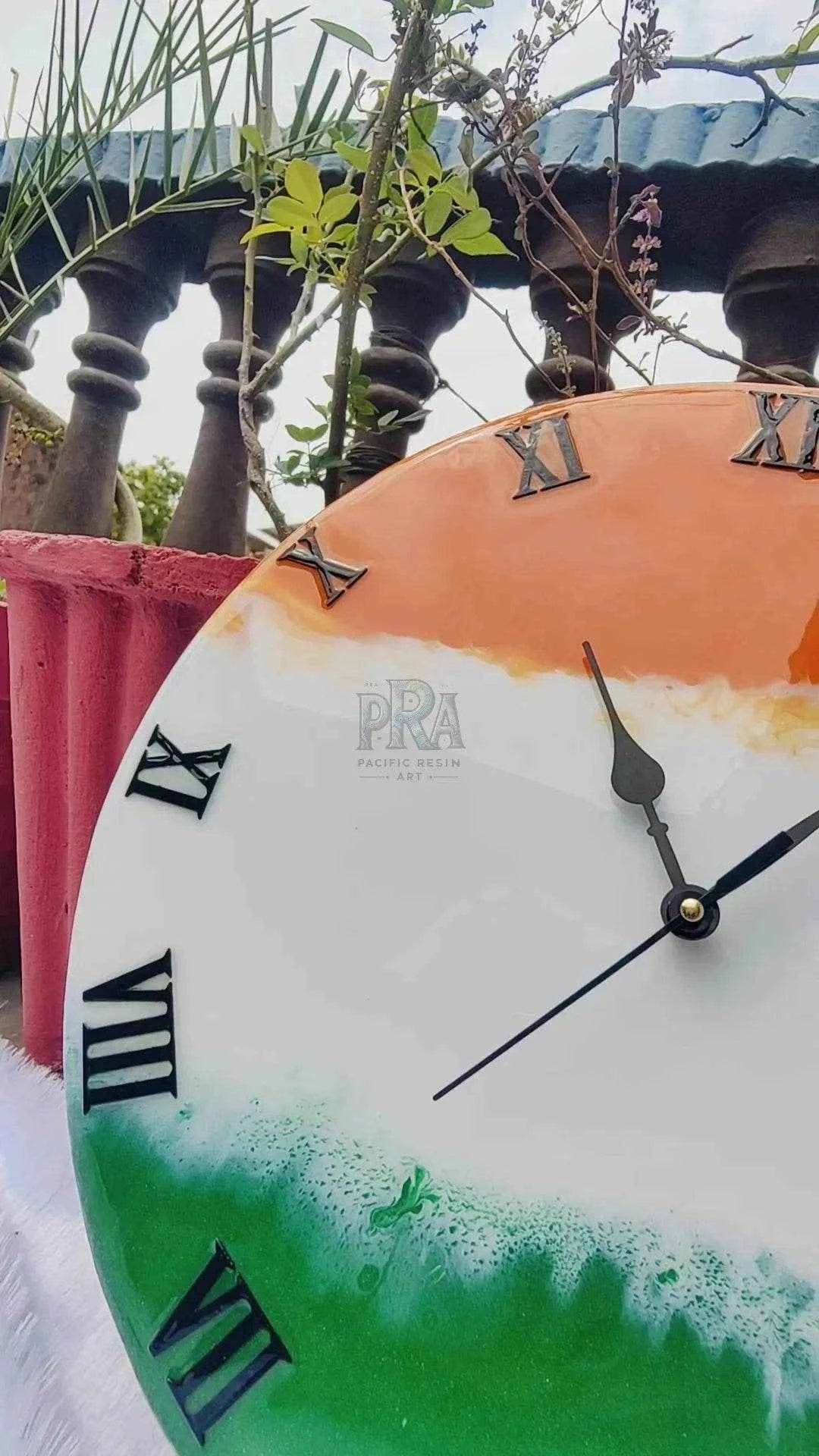 Indian Flag Resin wall clock | Premium Wall Clock For Home - Pacific Resin Art