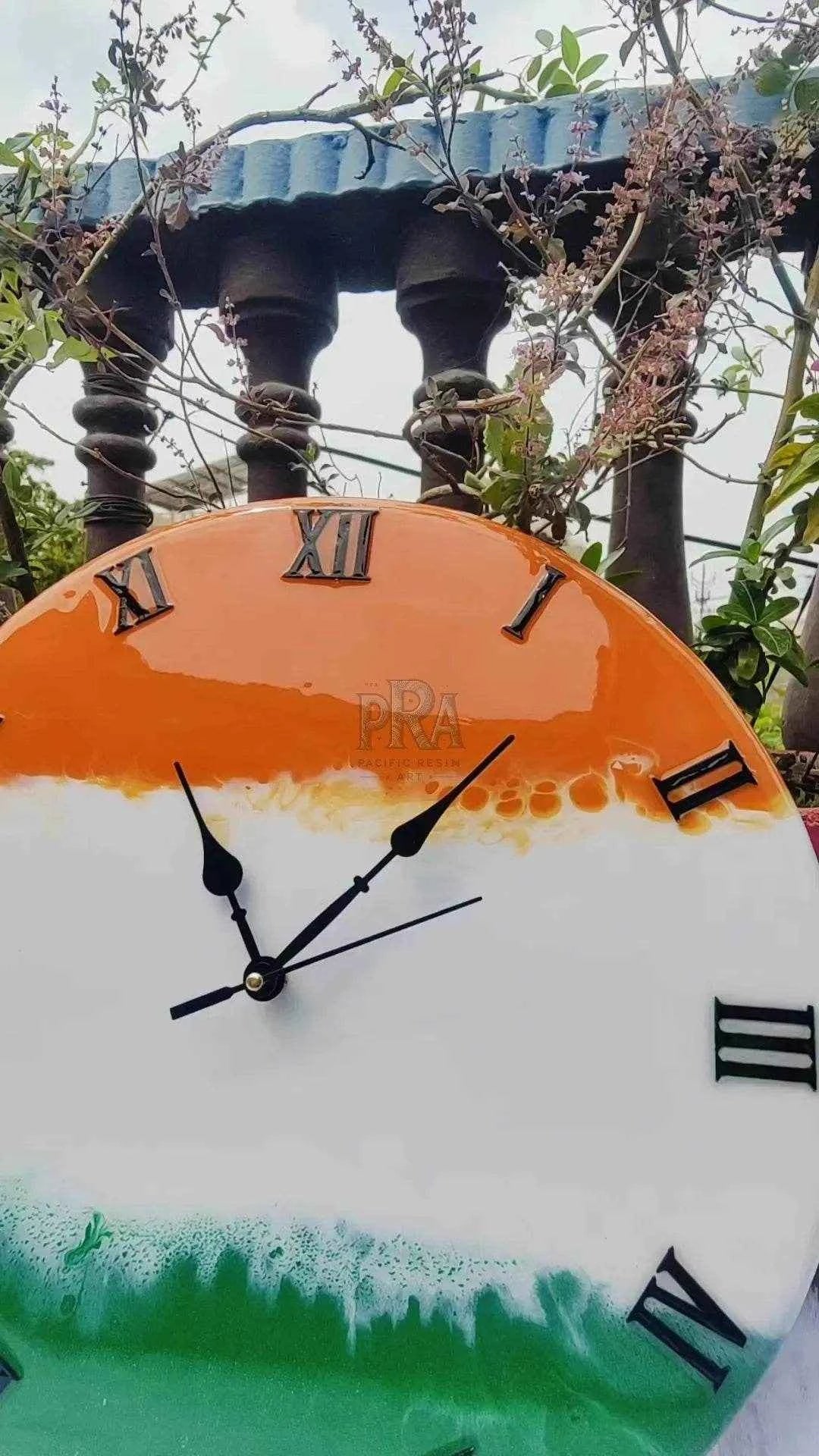 Indian Flag Resin wall clock | Premium Wall Clock For Home - Pacific Resin Art
