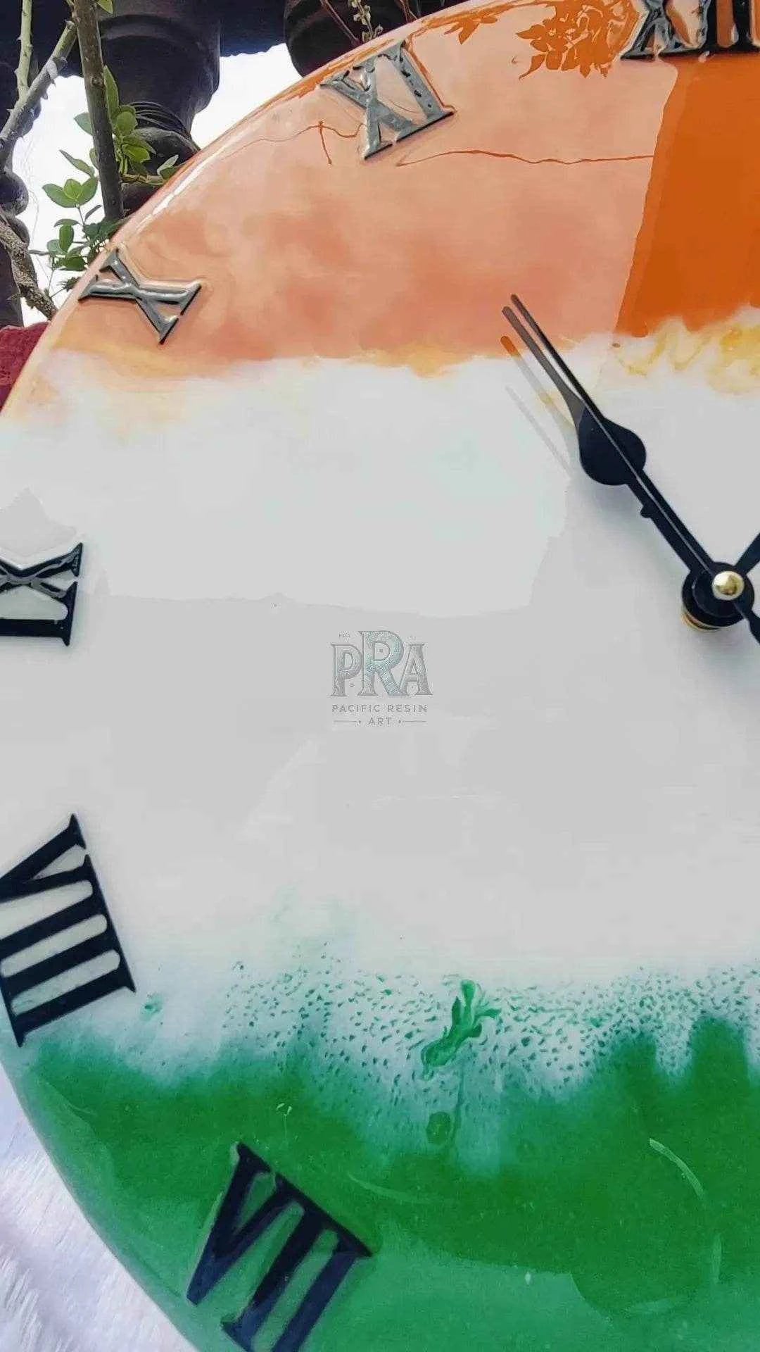 Indian Flag Resin wall clock | Premium Wall Clock For Home - Pacific Resin Art