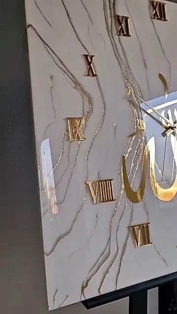 Noor-e-Zikr Arabic Square Resin Wall Clock - Pacific Resin Art