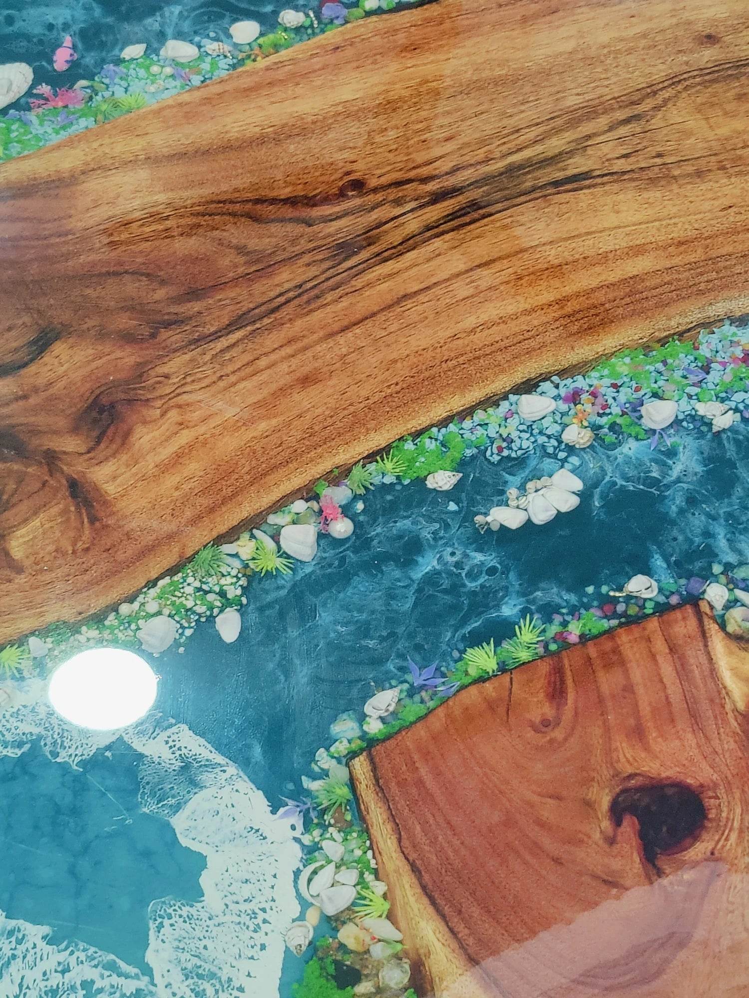 Ocean River Epoxy resin art Centre table | Luxury Resin Coffee Table For Home Interiors (without stand) -- 
