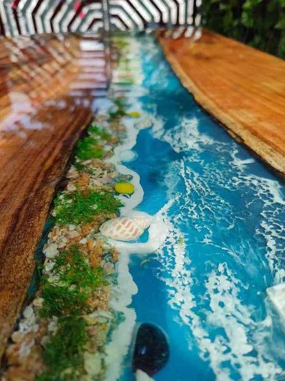 River Ripple Wooden Resin Dining table with legs - Pacific Resin Art