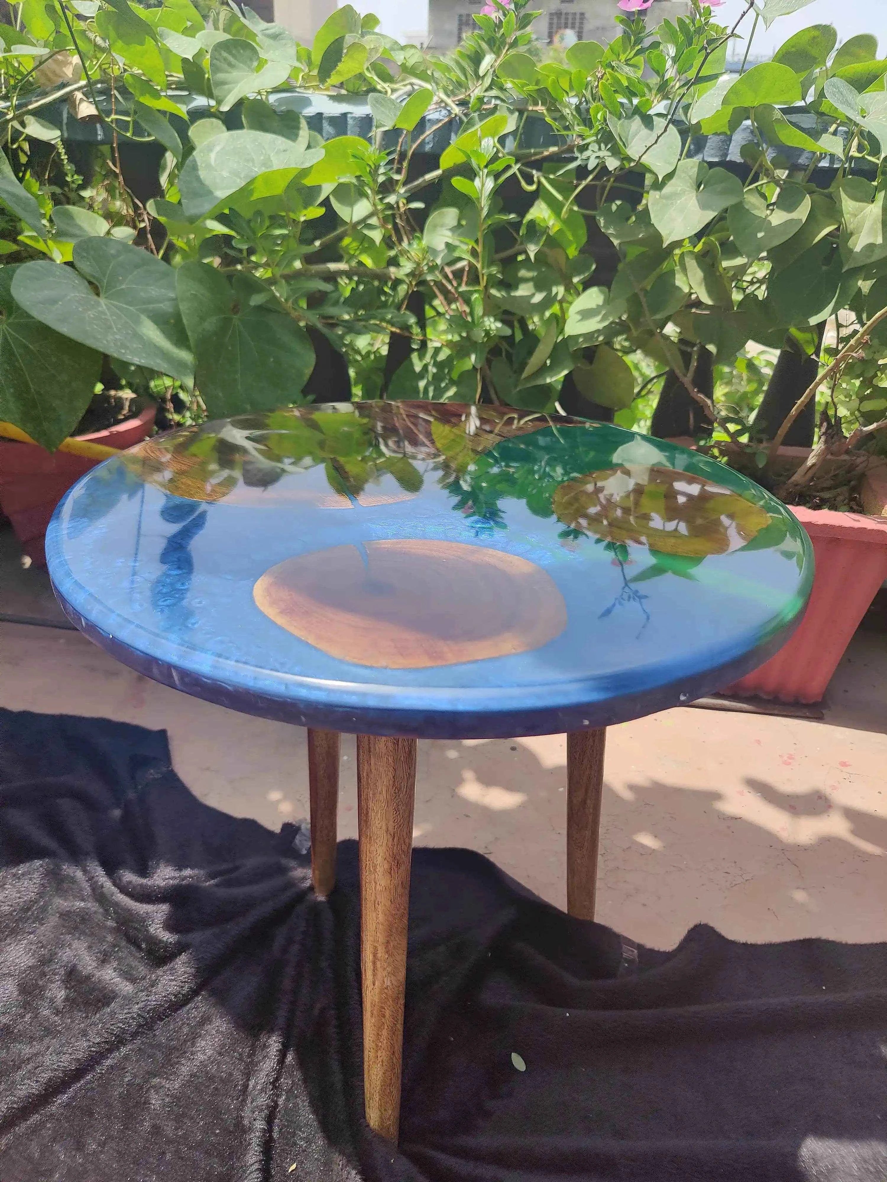 Mystic Shore Epoxy Resin Art Coffee Table | Resin Art Coffee table | Premium Center Coffee Table -- 