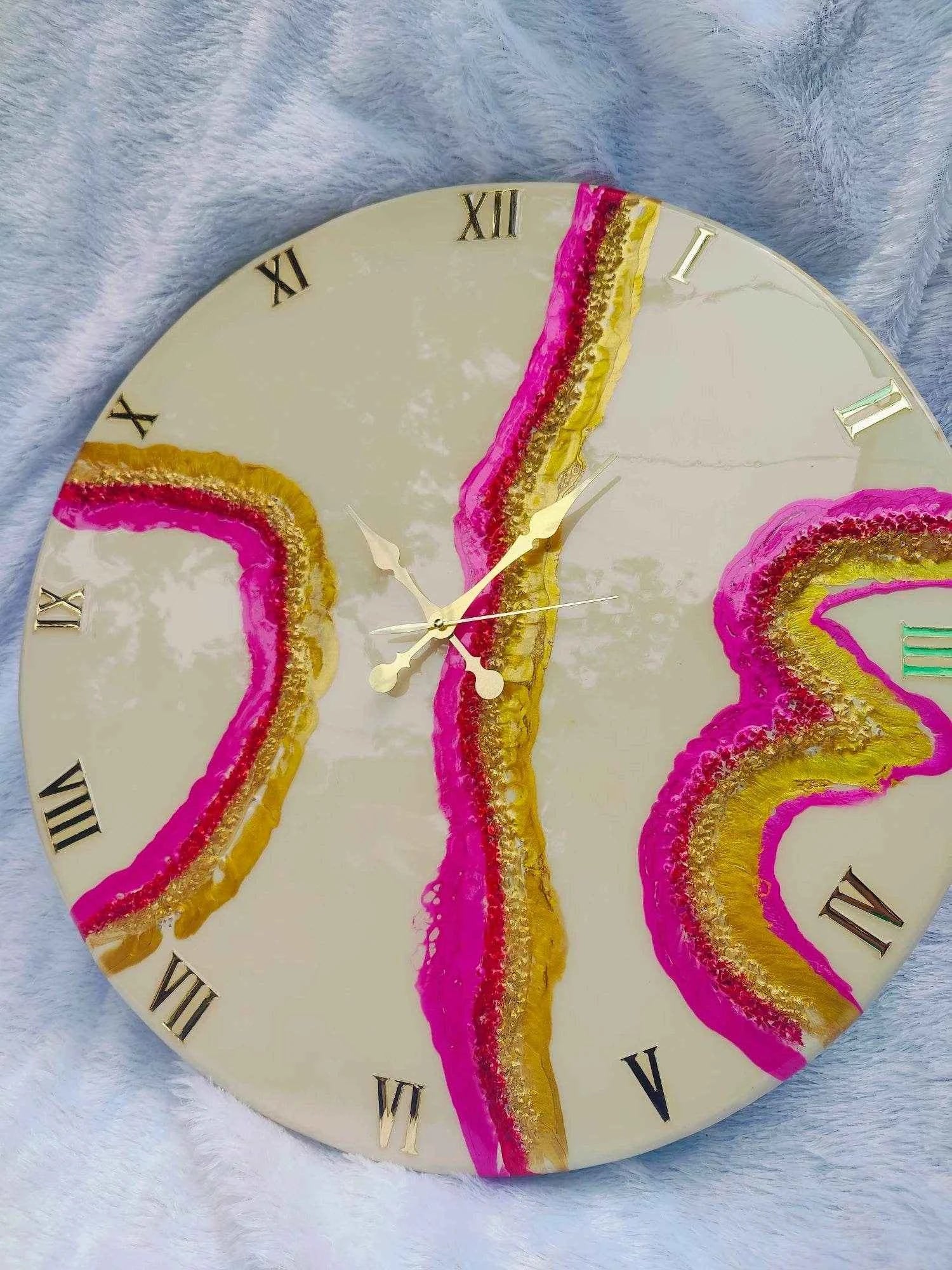 Pink Curves Resin Wall Clock - Premium Epoxy Art for Home Decor - Pacific Resin Art