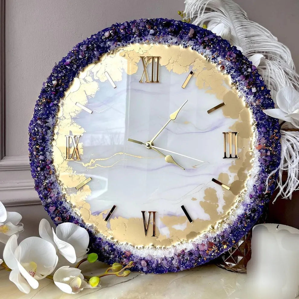 Starlit Tide Modern Resin Wall Clock - Pacific Resin Art