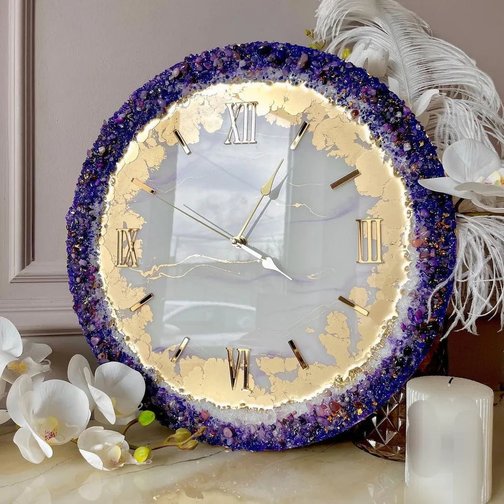 Starlit Tide Modern Resin Wall Clock - Pacific Resin Art