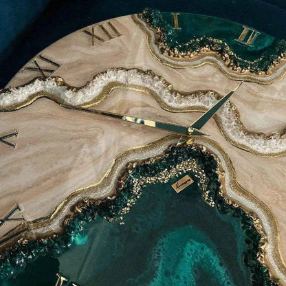 Dark Green Pearl Resin Wall Clock | Premium Home Decor - Pacific Resin Art