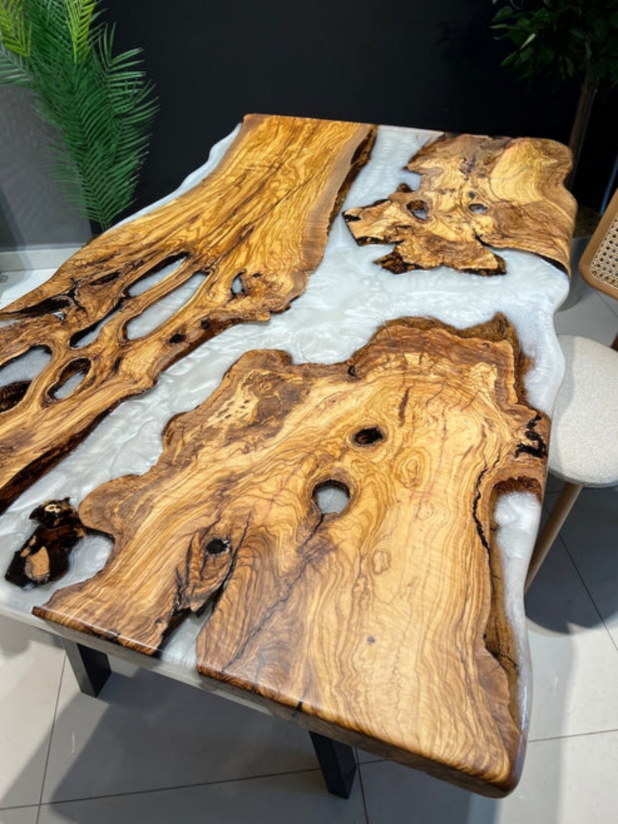 SNOW Wooden Epoxy resin art dining table without stand