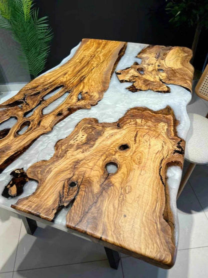 SNOW Wooden Epoxy Resin Dining Table - Pacific Resin Art