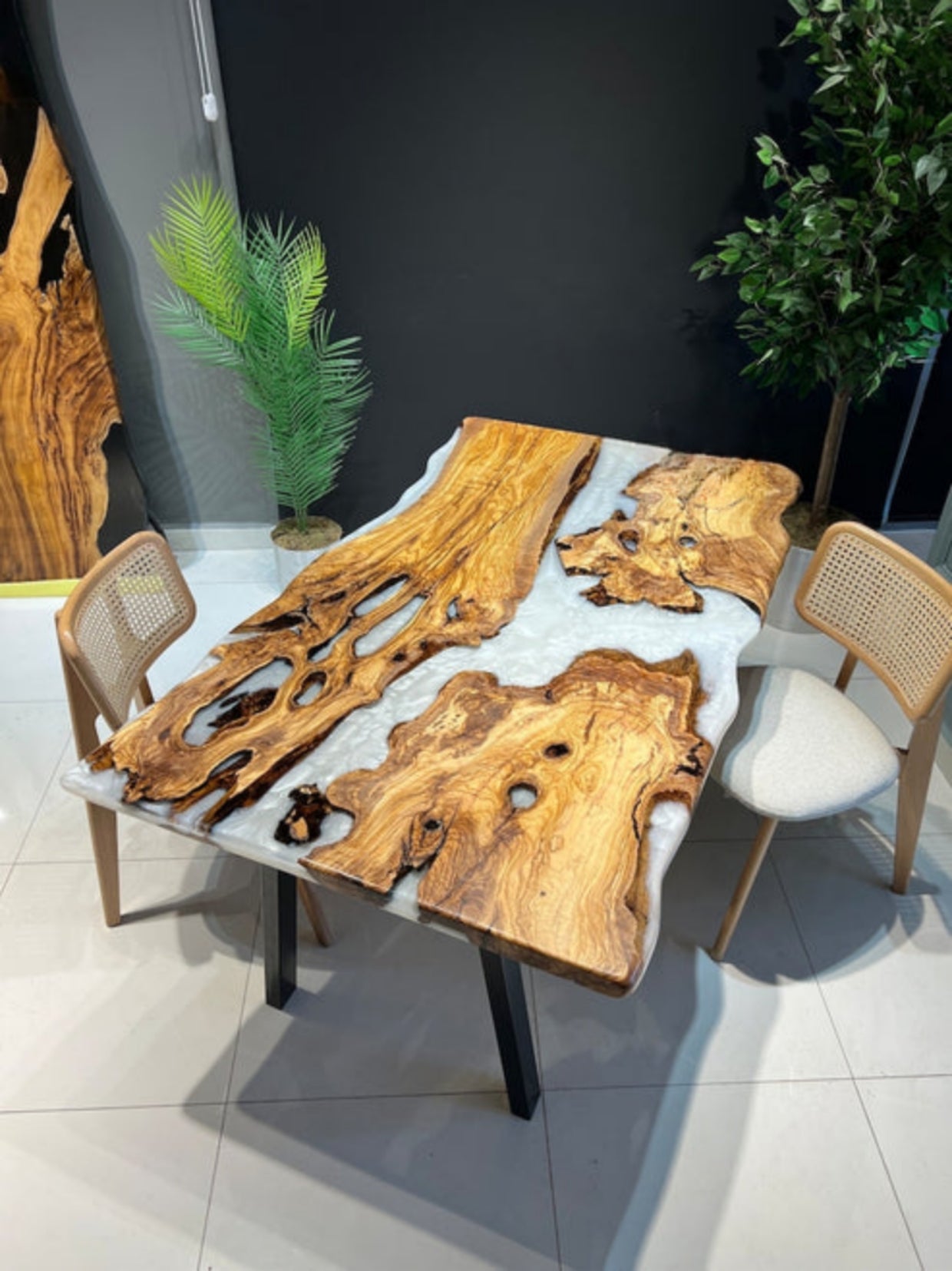 SNOW Wooden Epoxy resin art dining table without stand