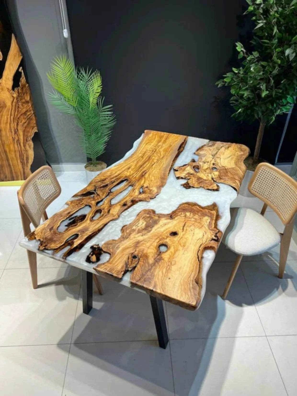 SNOW Wooden Epoxy Resin Dining Table - Pacific Resin Art