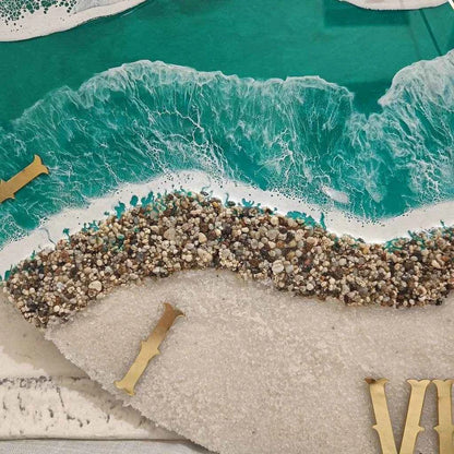 Aqua Green Beach Resin Wall Clock | Premium Wall Clocks For Home - Pacific Resin Art