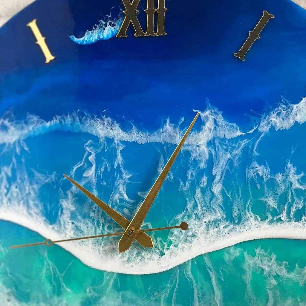 Tsunami Epoxy Resin Wall Clock | Modern Epoxy Art For Decor - Pacific Resin Art