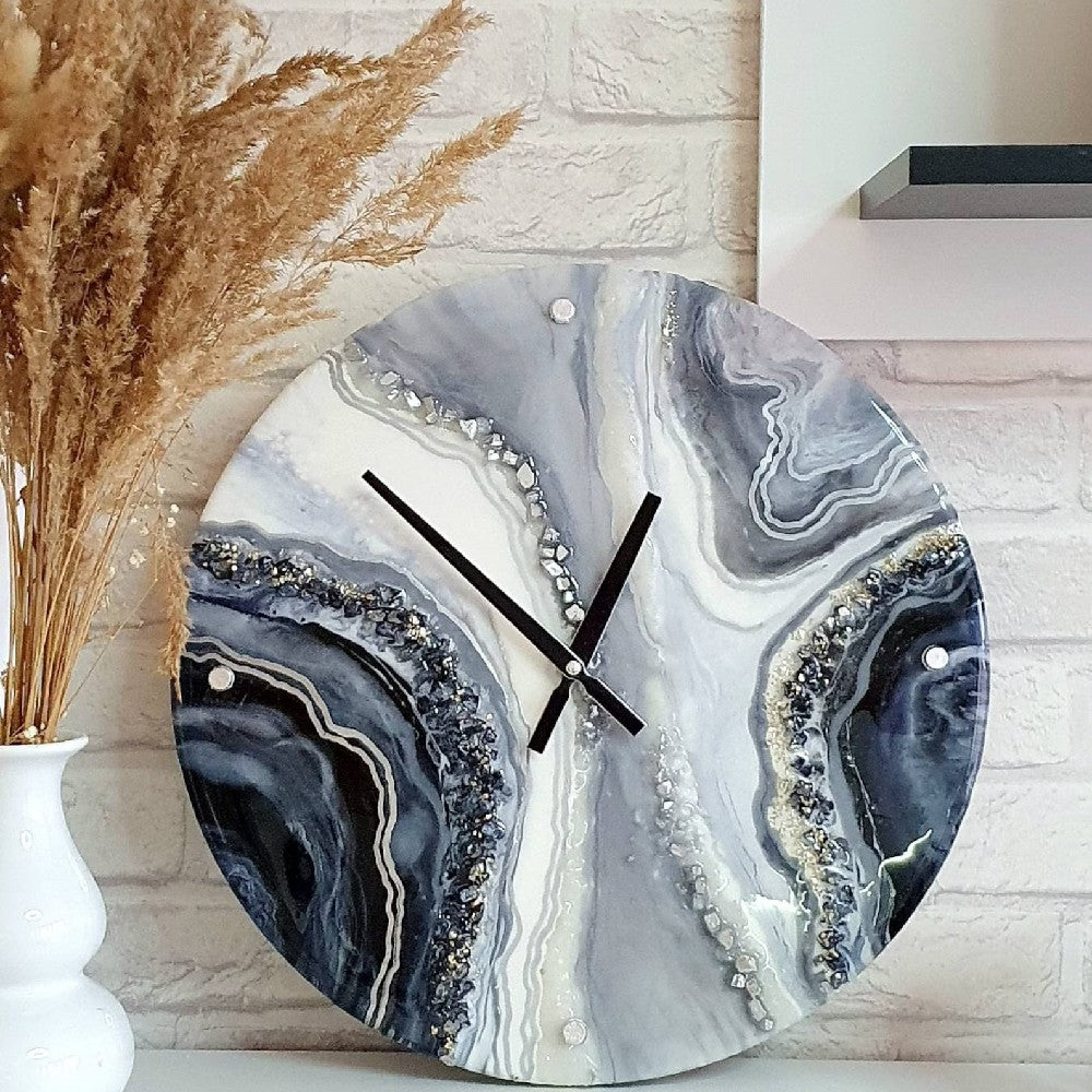 Grey stone wall clock | Resin Art wall clock |Resin wall hangings | Premium Epoxy Resin Art Wall Clocks For Home Decor