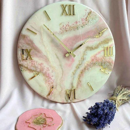 Peach Splash Resin Wall Clock | Epoxy Art Wall Clocks - Pacific Resin Art