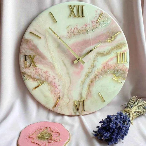 Peach Splash Resin Wall Clock | Epoxy Art Wall Clocks - Pacific Resin Art