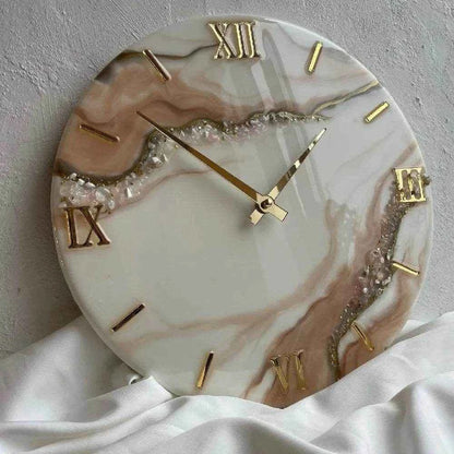 Brownie Stones Epoxy Resin Wall Clock | Modern Decor - Pacific Resin Art