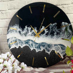 Black Beach Epoxy Resin Wall Clock | Premium Clocks For Decor - Pacific Resin Art