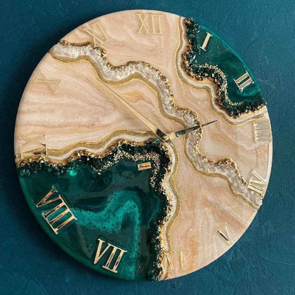 Dark Green Pearl Resin Wall Clock | Premium Home Decor - Pacific Resin Art