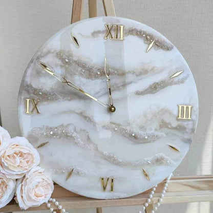 Creamy White Stone Resin Wall Clock | Unique Home Decor - Pacific Resin Art