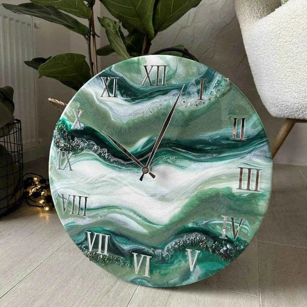 Green Geode Resin Wall Clock | Premium Epoxy Art Decor - Pacific Resin Art