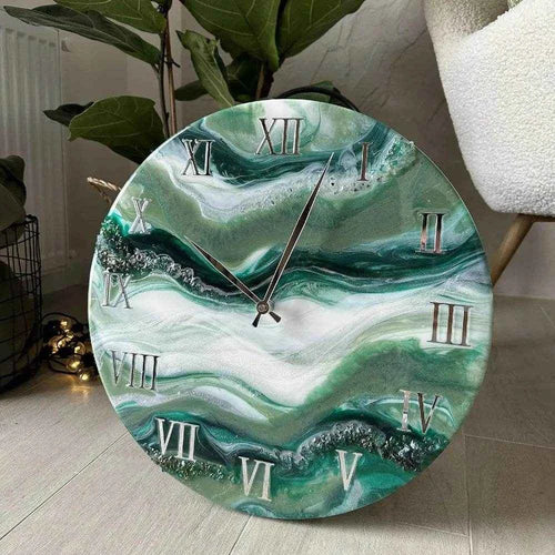 Green Geode Resin Wall Clock | Premium Epoxy Art Decor - Pacific Resin Art