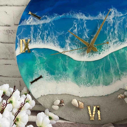 Tsunami Epoxy Resin Wall Clock | Modern Epoxy Art For Decor - Pacific Resin Art