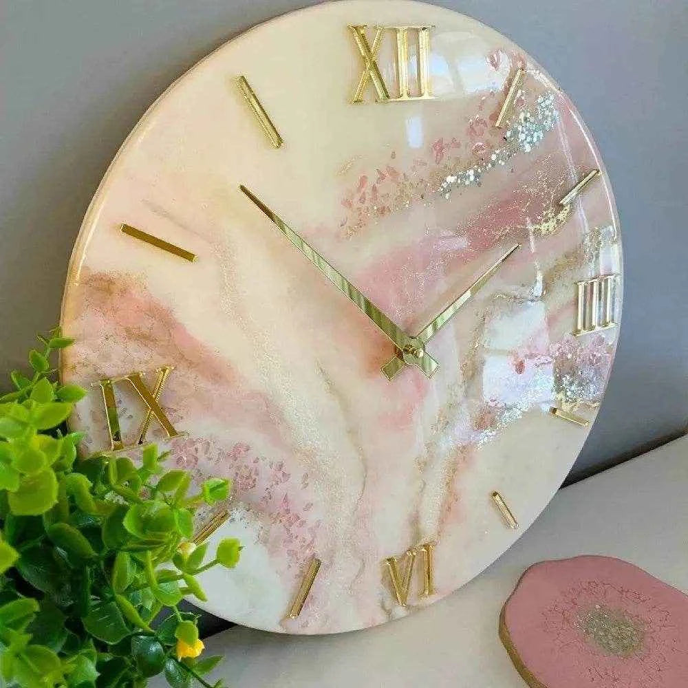 Peach Splash Resin Wall Clock | Epoxy Art Wall Clocks - Pacific Resin Art