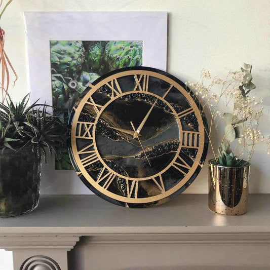 Black Stone Ring Resin Wall Clock | Modern Art Wall Clocks - Pacific Resin Art