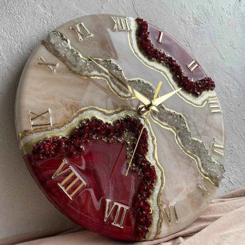Wine Pearl Resin Wall Clock | Elegant Wall Clocks For Decor - Pacific Resin Art