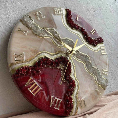Wine Pearl Resin Wall Clock | Elegant Wall Clocks For Decor - Pacific Resin Art