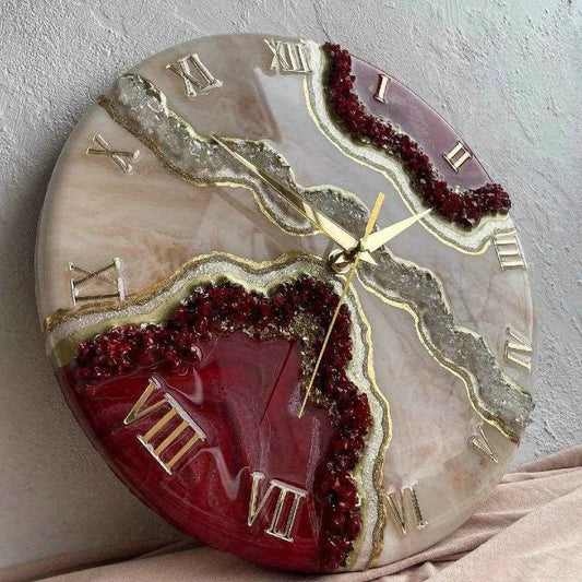Wine Pearl Resin Wall Clock | Elegant Wall Clocks For Decor - Pacific Resin Art